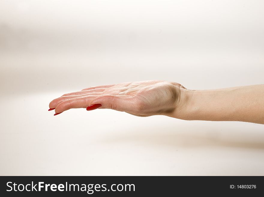 Beautiful hand with perfect nail red manicure