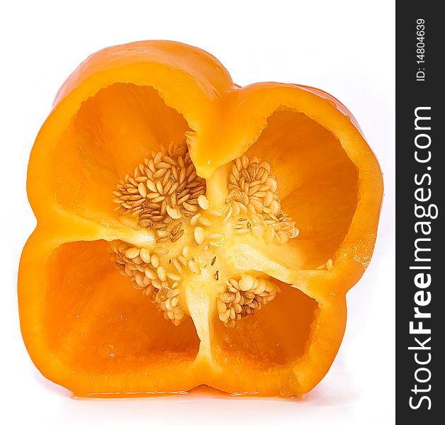 Sweet Pepper Slice On White Background