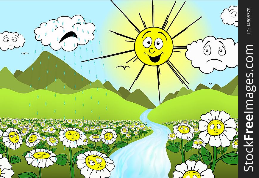 The picture painted daisies who do not like weeping cloud. The picture painted daisies who do not like weeping cloud