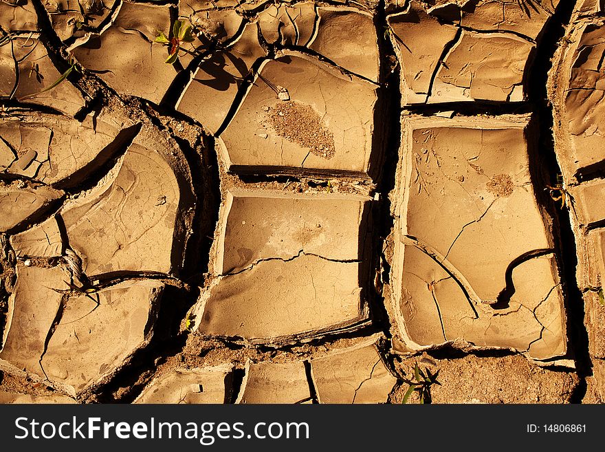 Deep cracks on a ground surface in desert. Deep cracks on a ground surface in desert