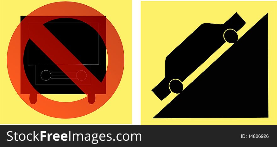 Car caution signs illustration. Car caution signs illustration.