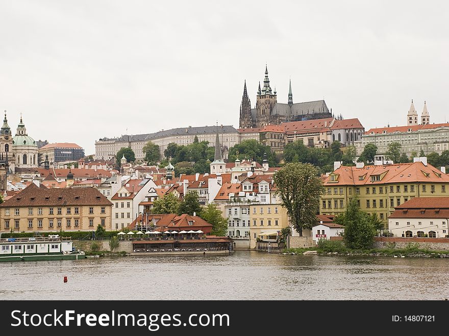 View on river and castle in Prague