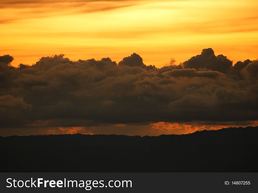 A cloudy sky during sunset. A cloudy sky during sunset