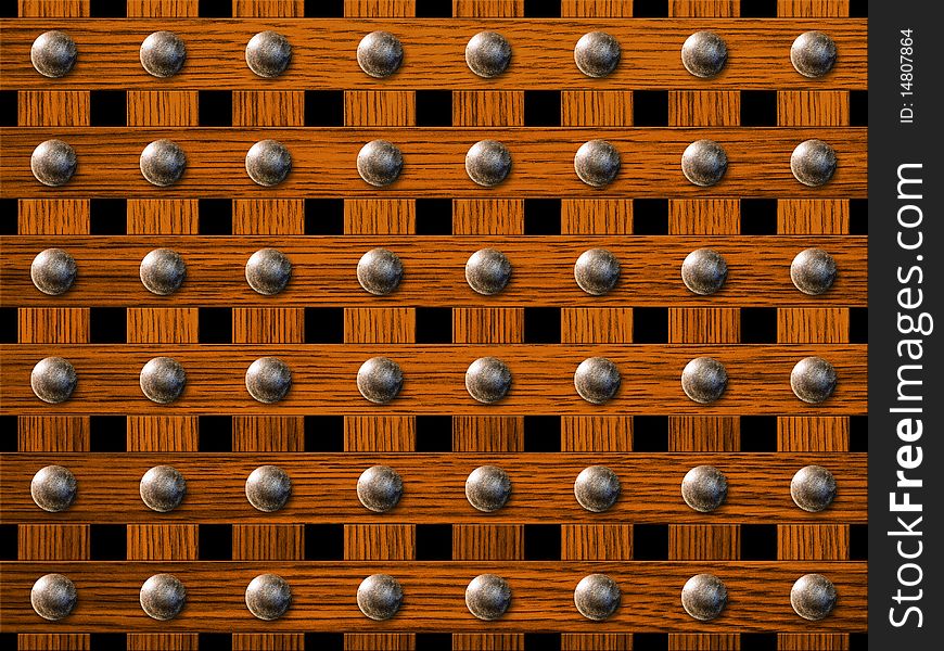 Wooden riveting surface on black background. Wooden riveting surface on black background.