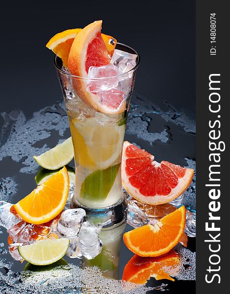 Cold fresh citrus fruit drink