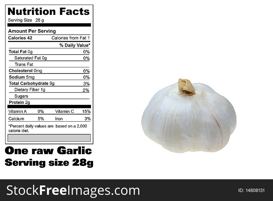 Detail nutrition facts of one raw garlic. Detail nutrition facts of one raw garlic