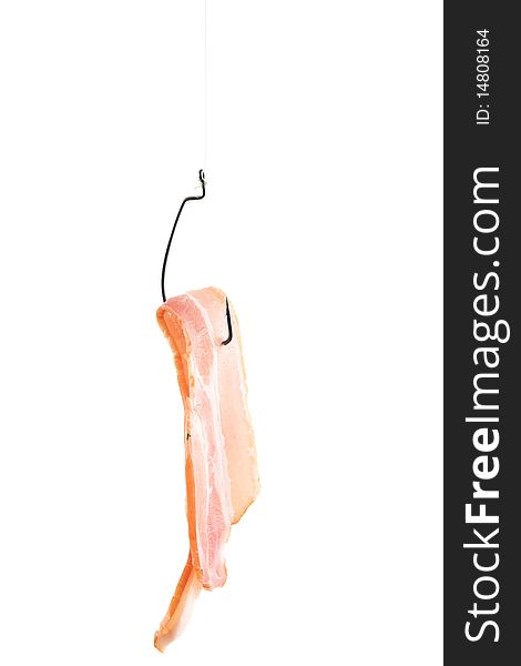 A fishing hook with bacon