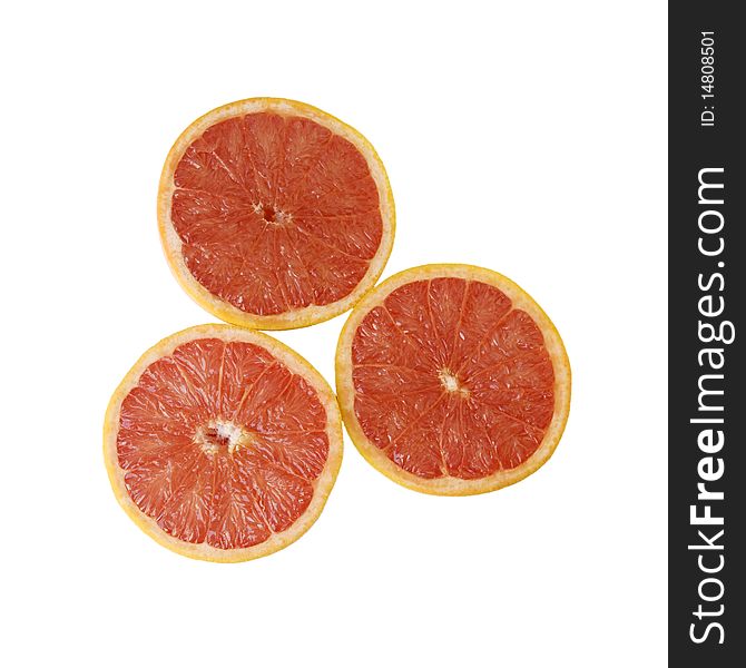 Half oranges split in two on white background. Half oranges split in two on white background