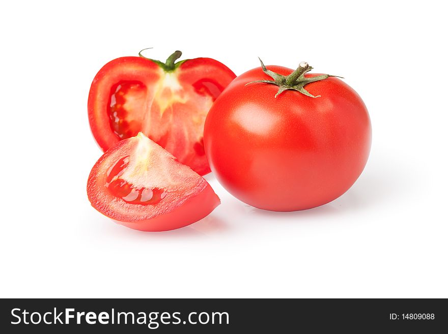 Fresh tomato on white background