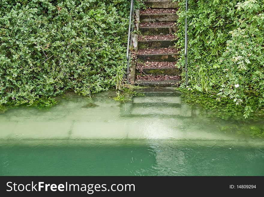 Staircase leading to high water