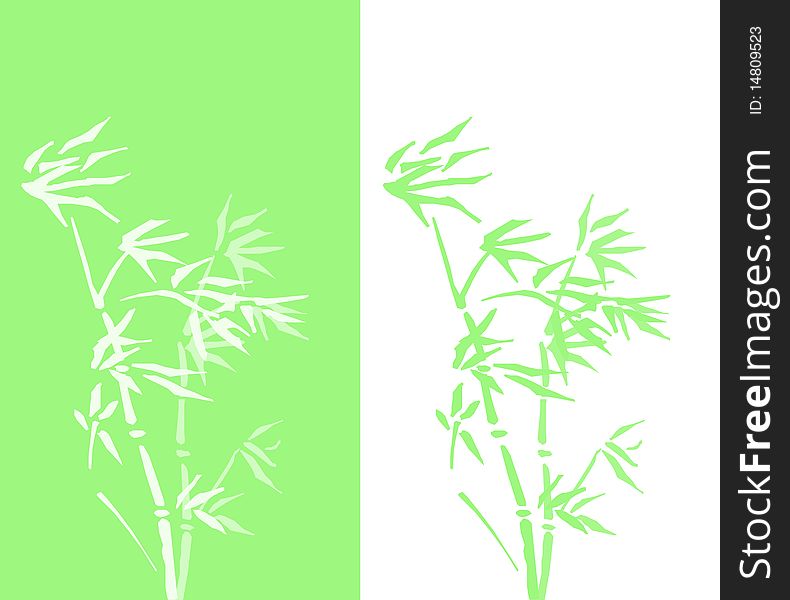 Abstract double bamboo in green and white in vector format. Abstract double bamboo in green and white in vector format