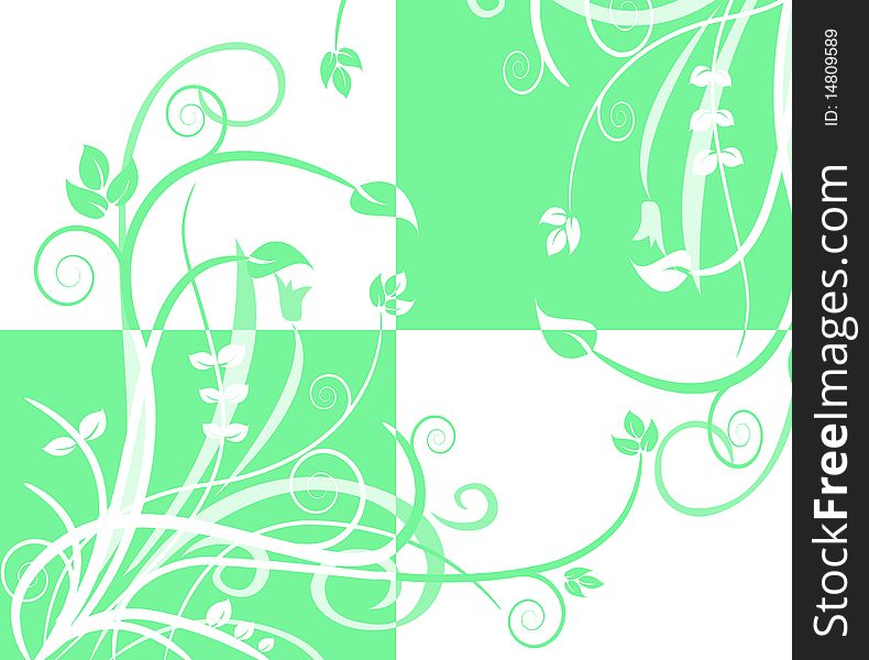 Abstract quad foliage in green and white in vector format. Abstract quad foliage in green and white in vector format