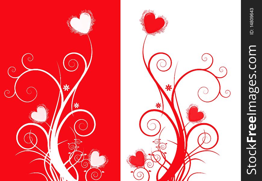 Abstract double heart in red and white in vector format. Abstract double heart in red and white in vector format