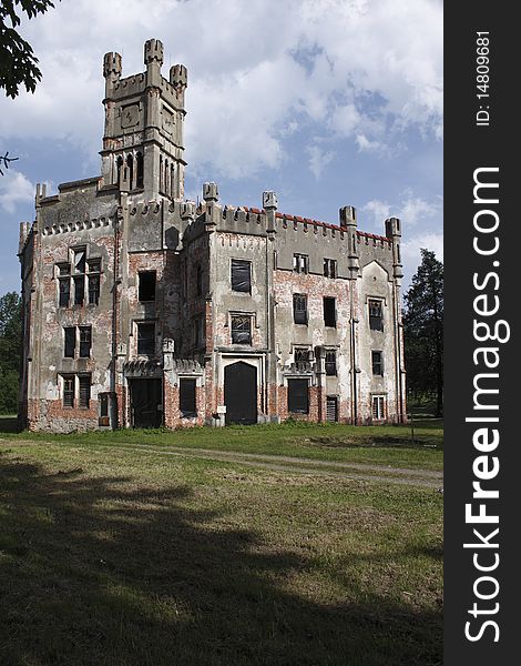 The ruin of the neogothic chateau Cesky Rudolec in Czech Canada region. The ruin of the neogothic chateau Cesky Rudolec in Czech Canada region