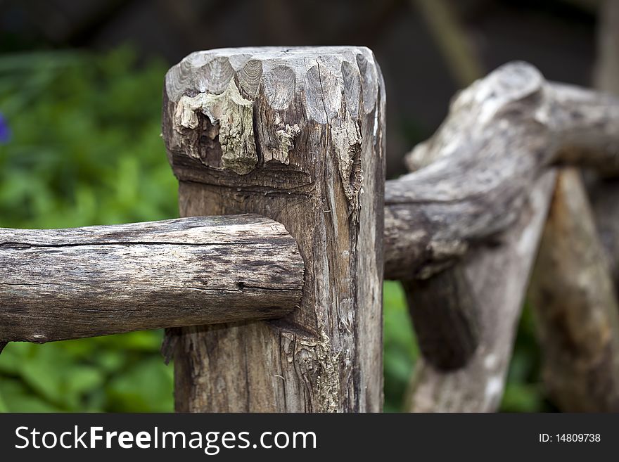 Old fence in Central Park in Shakespeares's garden