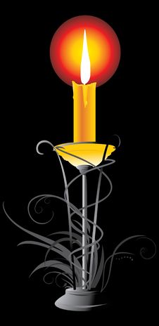 Burning Yellow Candle In The Candlestick Royalty Free Stock Images Burning Yellow Candle In The Candlestick Royalty Free Stock Images