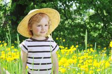 Girl In Blossoming Field Royalty Free Stock Photo Girl In Blossoming Field Royalty Free Stock Photo