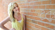Girl Standing Next To Brick Wall Stock Image Girl Standing Next To Brick Wall Stock Image