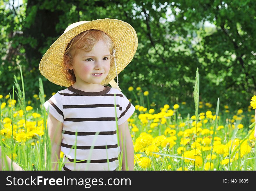 Girl In  Blossoming Field