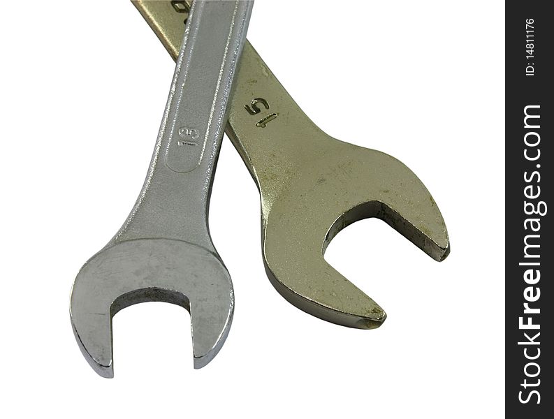 Two metal wrenches on the white background