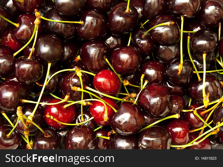 Background of ripe juicy cherries. Background of ripe juicy cherries