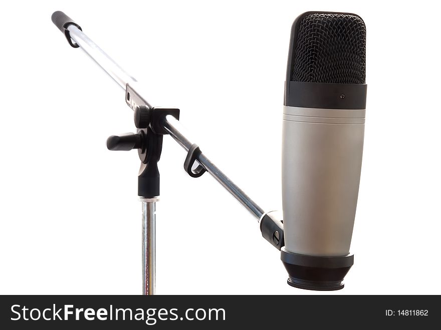 Condenser microphone isolated on white background