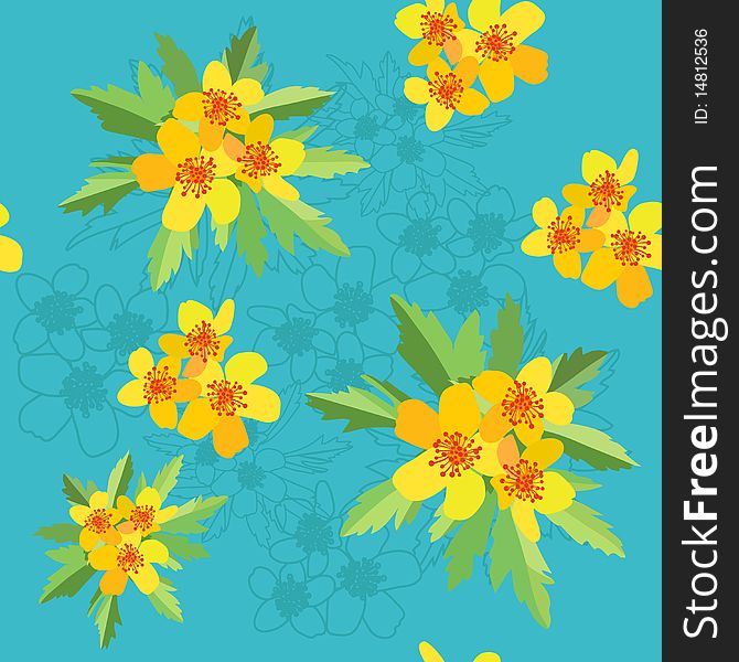 Seamless texture with buttercups.  illustration. Seamless texture with buttercups.  illustration