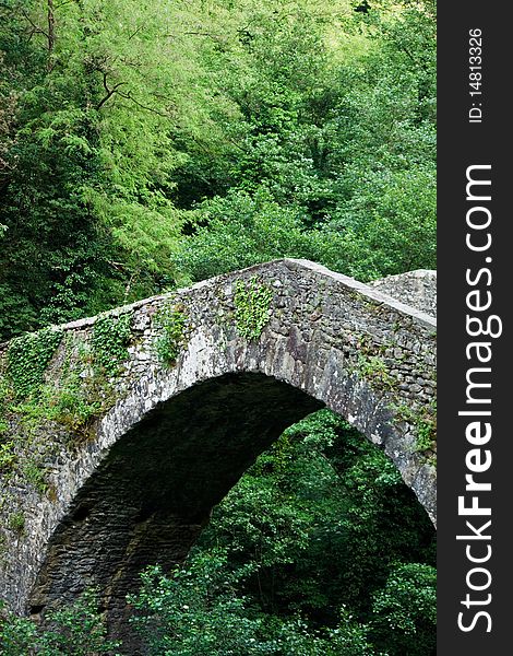 Ancient Medieval bridge in Tuscany, Italy