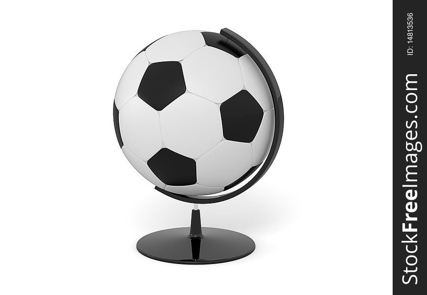 Globe in the shape of soccer ball. High resolution 3d render. Globe in the shape of soccer ball. High resolution 3d render.