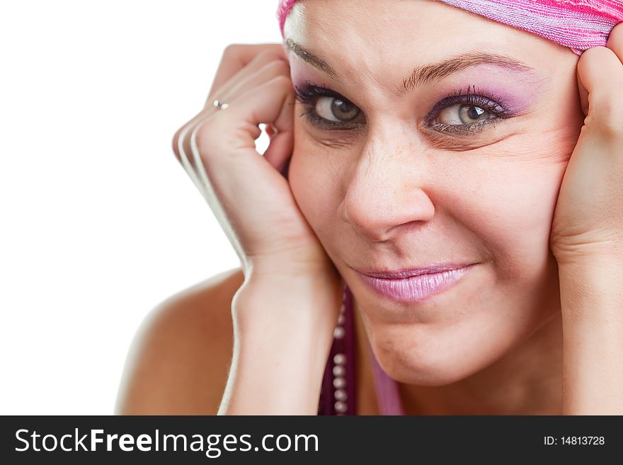 Woman With Funny Grimace On Face