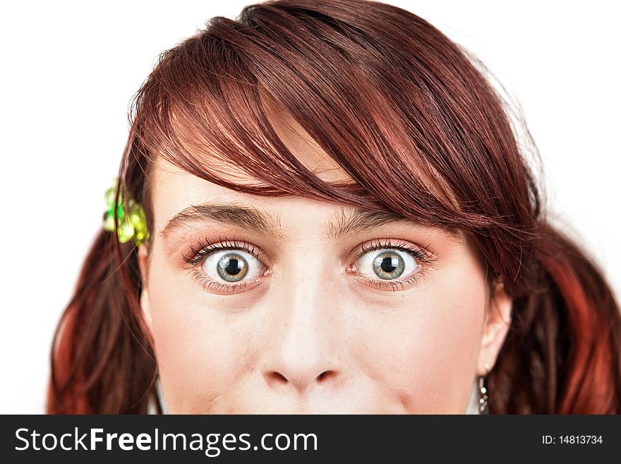 Amazed Eyes Of Teen Young Woman