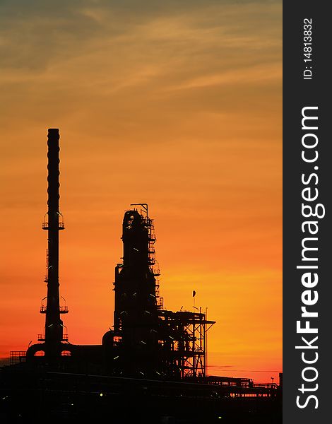 Oil Refinery At Twilight Thailand