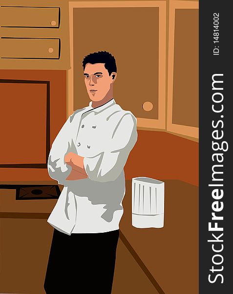 Image of a chef who is busily cook his gourmet. Image of a chef who is busily cook his gourmet.