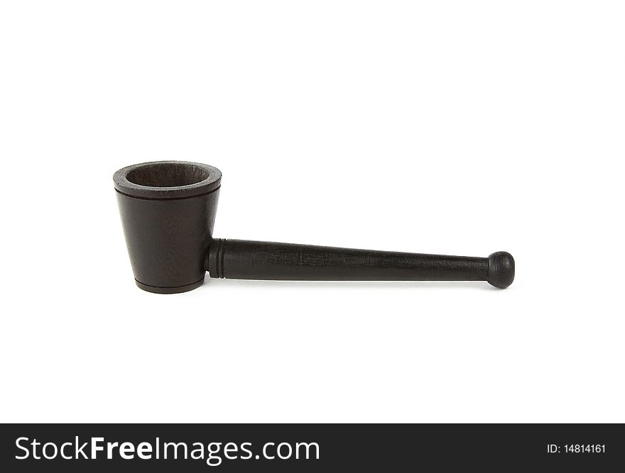 Wooden tobacco pipe isolated on a white background