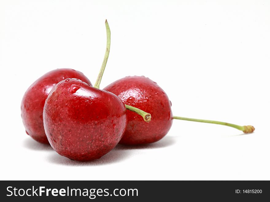 Cherry in the bowl with white background. Cherry in the bowl with white background.