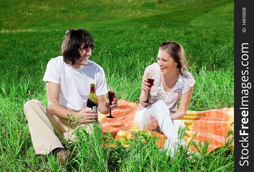 Boy and beautiful girl with wineglasses. Boy and beautiful girl with wineglasses