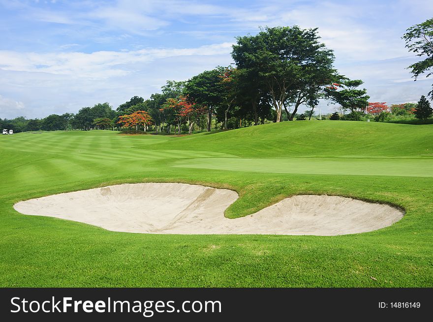 Sand trap in a beautiful golf course in the Philippines. Sand trap in a beautiful golf course in the Philippines