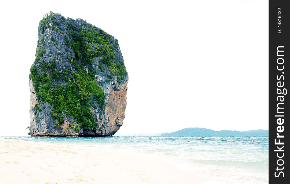 High cliff on Poda island. Exotic tropical landscape.