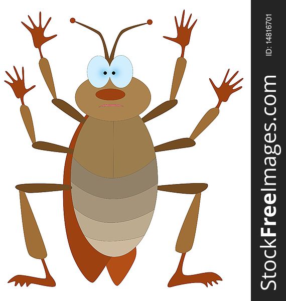 Very bright colorful cartoon cockroach