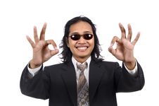 Long Hair Man In Business Suit Give Ok Sign Royalty Free Stock Photo Long Hair Man In Business Suit Give Ok Sign Royalty Free Stock Photo