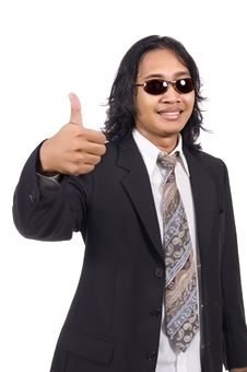 Long Hair Man In Business Suit Give Ok Sign Royalty Free Stock Photography Long Hair Man In Business Suit Give Ok Sign Royalty Free Stock Photography