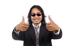 Long Hair Man In Business Suit Give Ok Sign Royalty Free Stock Images Long Hair Man In Business Suit Give Ok Sign Royalty Free Stock Images