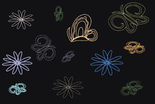 Black Background With Flower And Butterfly Royalty Free Stock Photography Black Background With Flower And Butterfly Royalty Free Stock Photography