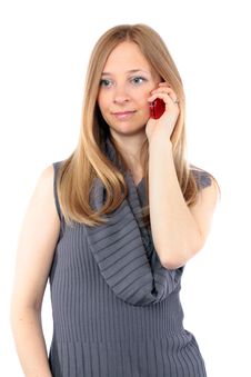 Young Woman With Long Blond Hair Talking On Phone Royalty Free Stock Images Young Woman With Long Blond Hair Talking On Phone Royalty Free Stock Images