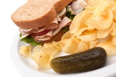 Turkey Sandwich With Potato Chips Stock Image Turkey Sandwich With Potato Chips Stock Image