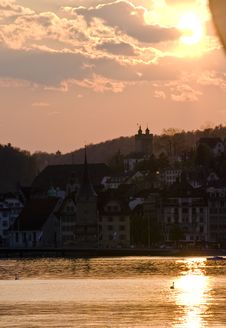 Sunset Over Lucerne Royalty Free Stock Images Sunset Over Lucerne Royalty Free Stock Images