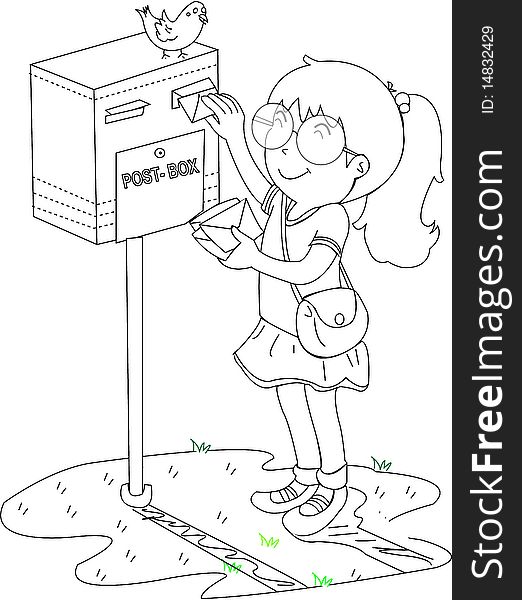 A Girl Near A Post Box