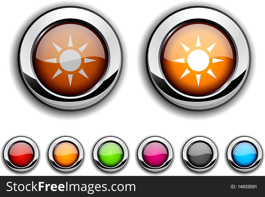 Sun realistic buttons. Set of illustration. Sun realistic buttons. Set of illustration.