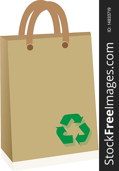 Shopping bag with green recycle logo. Shopping bag with green recycle logo.