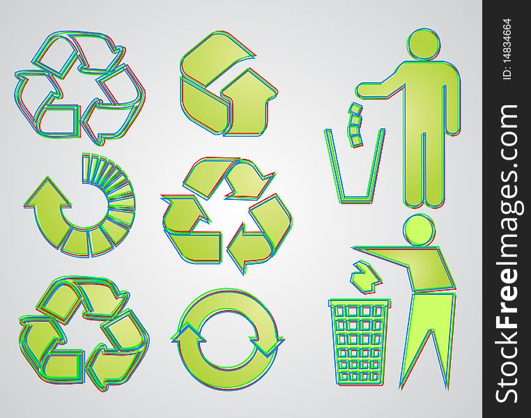 Most used recycle signs vector illustration